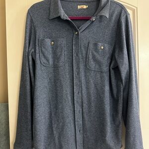 Faherty Navy Herringbone Long-Sleeve Button-Down Shirt.